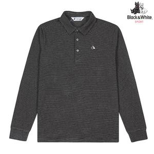 [블랙앤화이트] 남성 AR 기모 스트라이프 티셔츠 9375GBSA_BLACK