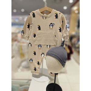 블루독베이비[hu] 25.FW겨울신상 CR)펭귄우주복 45C70-675-03 기모우주복 수트 비니세트 겨울외출복