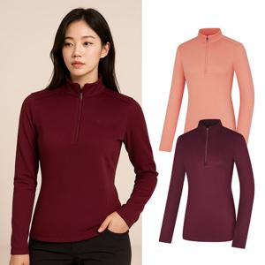 콜핑 여성 겨울 스트레치 약기모 보온 프린트 등산 긴팔 반집업 티셔츠 KSC457UT1W