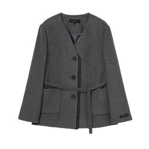 [올리브데올리브]노카라 브이 배색 자켓 OW5WJA02