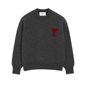 아미 빅 하트 울 크루넥 스웨터 UKS838D 018084 Grey