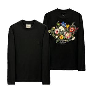 25FW 우영미 블랙 플라워 백로고 롱슬리브 긴팔 티셔츠 W253TS16713B