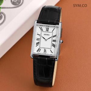 세이코 SWR103P1 사각케이스 아날로그 사파이어 캐쥬얼 정장 남자 가죽 시계 d