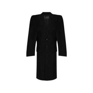 26 SS 발렌시아가 싱글 브레스티드 미디 코트 블랙 790896TKT05