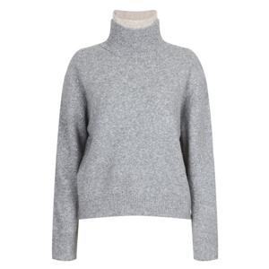 샵앤) 여성 터틀넥 이중배색 폴라 소매단추 니트 티셔츠 BOM-WKN-21005-그레이