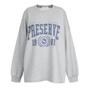 샵앤) 국산 여성 라운드 기모안감 오버핏 맨투맨 박스티 MYC-WSH-21009-그레이