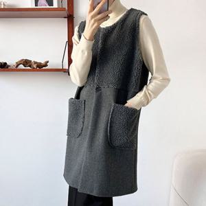 나야홍 / 아이우먼 뽀글이원단추롱베스트 BST524M601 빅사이즈