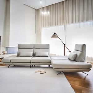 [다우닝] 프리움 4인 스윙 오픈코너 전체 통가죽 소파