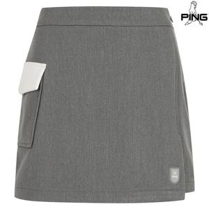 [핑골프][양말증정]여성 포켓 배색 랩 패딩 큐롯 스커트 121E4PC285_MG