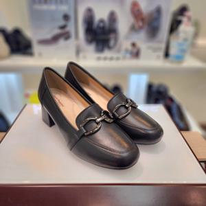 [허시파피]여성 발 편한 5cm 청키힐 스퀘어토 장식 로퍼 3fq424-