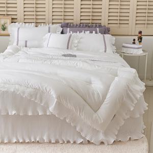 [류금숙침구] 플리츠 항균실키케어 프릴 차렵이불 K