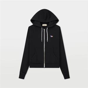 메종키츠네 트리컬러 폭스 패치 후드 집업 AW00304KM0001 BK