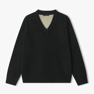 남성 25FW 블랙 이중지 브이넥 니트 LLW51688