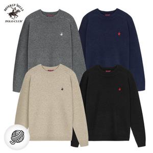 [비버리힐즈폴로클럽] 클래식 자수 소프트터치 라글란 라운드 니트 티셔츠 (4컬러)