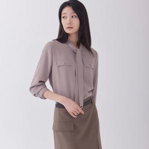 [지센] (2컬러) 피어로즈 타이 포켓 디테일 블라우스 LFWSOA91