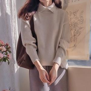 [리린]메리안 단아한 카라 따스미 부드런 트임니트 [2color]