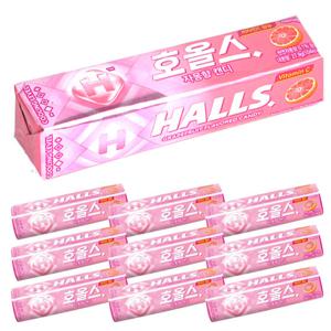 HALLS 호올스 스틱 멘톨 사탕 졸음방지 캔디 자몽 10개