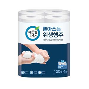 깨끗한나라 빨아쓰는 위생행주 120매 4롤