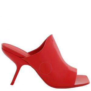 살바토레 페라가모 레드 카프스킨 오픈토 슬라이드 샌들 01G519 766392