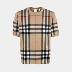 버버리 남성 자카드 체크 울 니트 실크 반팔 니트 8043571