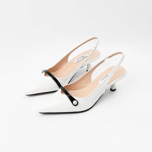 [신난다슈] 여성 구두 슬링백 힐 5cm 스틸레토 펌프스 힐 진주 에나멜 미들힐 AG259028 화이트