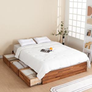 [착불] 네스트 무헤드 멀바우원목 수납형 침대프레임SS