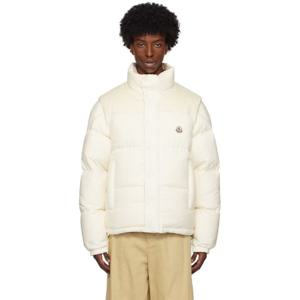 몽클레어 패딩 화이트   베이지 리버서블 쇼트 베론 다운 재킷 242111M178164