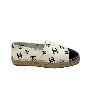 샤넬 에스파드리유 프린티드 램스킨   화이트 블랙 G38628-Y55871-K4264