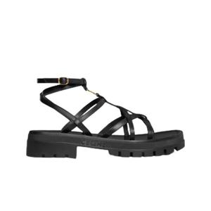 셀린느 클레아 트리옹프 스트래피 샌들 카프스킨 베지탈 태닝 블랙 360023778C-38NO