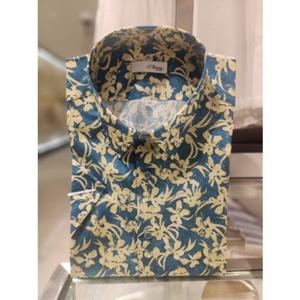 듀퐁셔츠 슬림핏 반팔 SE5MM21HS317SGE 그린 하와이안 프린트