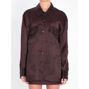 케이트 알만딘 다크 레드 실크 오간자 셔츠 24043002 599