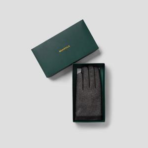 [빈폴ACC] 남성 체크 배색 양가죽 장갑 - 블랙 (BE5X87M135)