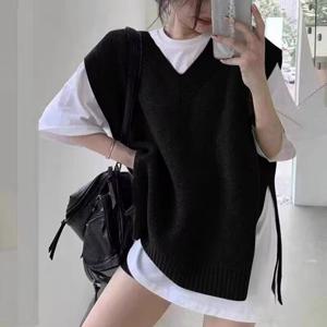 모던 레이어드룩 루즈핏 니트 베스트 SSH-109