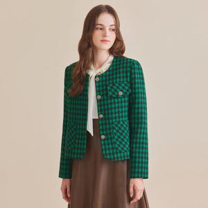 [포커스]체크트위드포켓라운드넥자켓 PBBF3F3JK1051