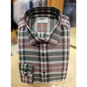 [레노마 일반핏]ROSSG0-038GE 다림질 필요없는 얇고 가벼운 린넨 혼방 빅 멀티체크남방[밑단일자]