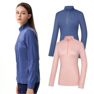 콜핑 스트라이프 패턴 약기모 여자 가을 집업 등산 티셔츠