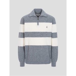 [빈폴멘] 럭비 스트라이프 반집업 니트  그레이 (BC4951C413)