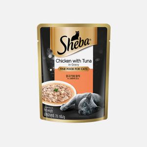 [6+1] 쉬바 닭고기와 참치 in 그레이비소스 70g 고양이 사료