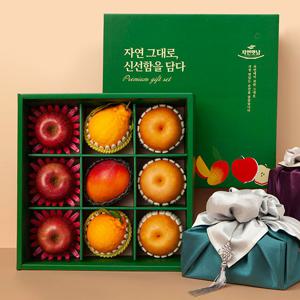 [보자기동봉] 정성 혼합6호 (사과3/배3/한라봉2/애플망고1) 과일 선물세트