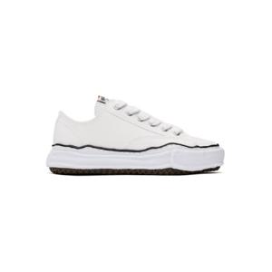 25 FW 메종미하라야스히로 남성 오프 화이트 피터슨 OG 캔버스 로우탑 스니커즈 251551M237018