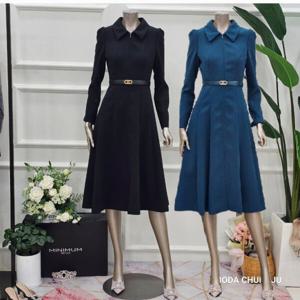 [미니멈]MD 카라넥 앞집업 플레어 원피스 MD MYDGWO0820_CJ