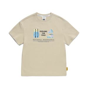 내셔널지오그래픽 키즈 K242UTS070 캠핑 그래픽 반팔-1 LBEIGE