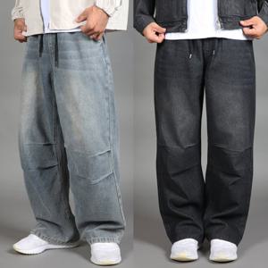 [프랭키뉴욕]남자 와이드 청바지 파라슈트 밴딩 빅사이즈 데님팬