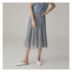 [올리비아로렌]투명사 배색 니트 스커트___VOPDKXM4251