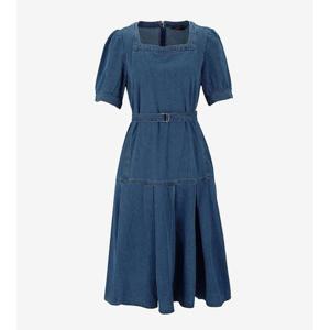 [숲]벨티드 스퀘어넥 데님 반팔 원피스 SB4OP38