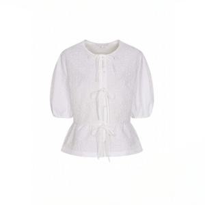 [올리브데올리브]리본 볼륨소매 엠보텍스처블라우스(OW5XB402-DG-EL)