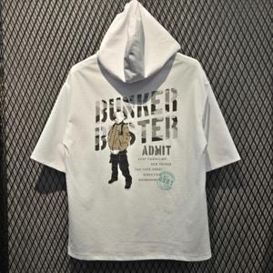 엠할리데이 HC03 등판 인물 후드 반팔티 남여공용 영문로고 인물드로잉 얇은 면소재 MO3TU634