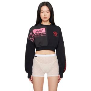 마린세르 맨투맨 블랙 리사이클 그래픽 크롭 스웨트셔츠 251020F098002