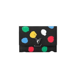 루이비통 x 야요이 쿠사마 카퓌신 컴팩트 지갑 블랙 M81963