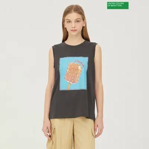 [베네통]프린트 민소매 티셔츠 BATSF1531